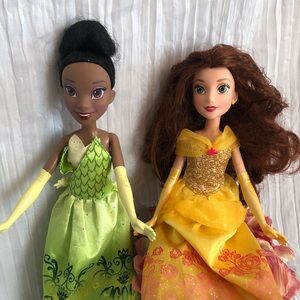 DISNEY Princesses Tiana The Princess & the Frog & Belle Beauty & the Beast dolls